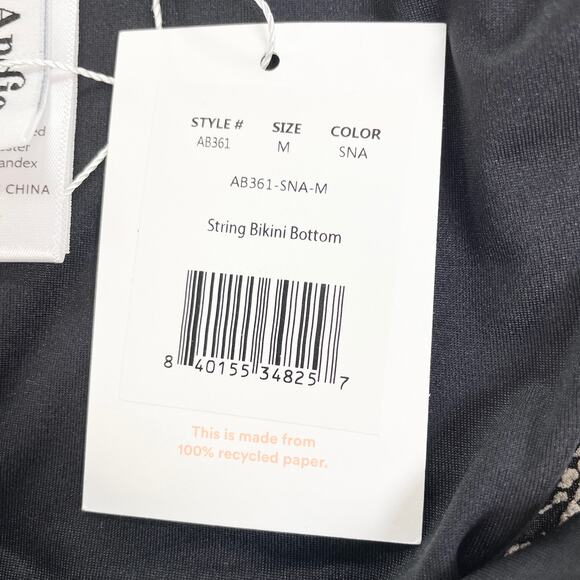 Andie String Bikini Bottom Womens Medium Snakeskin Animal Print Black Tan Sexy - Picture 6 of 7